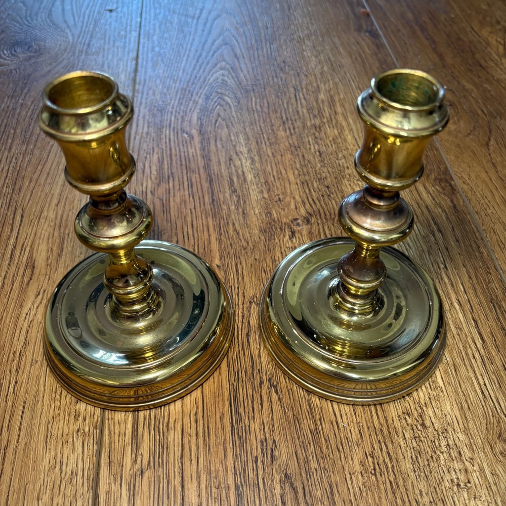 2 Solid Brass Baldwin Candlesticks Heavy Taper Candle Holders 6 Inches Tall